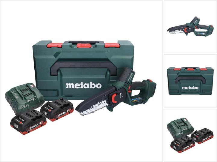 Actual product image Metabo MS 18 LTX 15 Battery woodsaw 18 V 15 cm 5 m/s + 2x battery 4.0 Ah + charger + metaBOX (Battery chain saw)