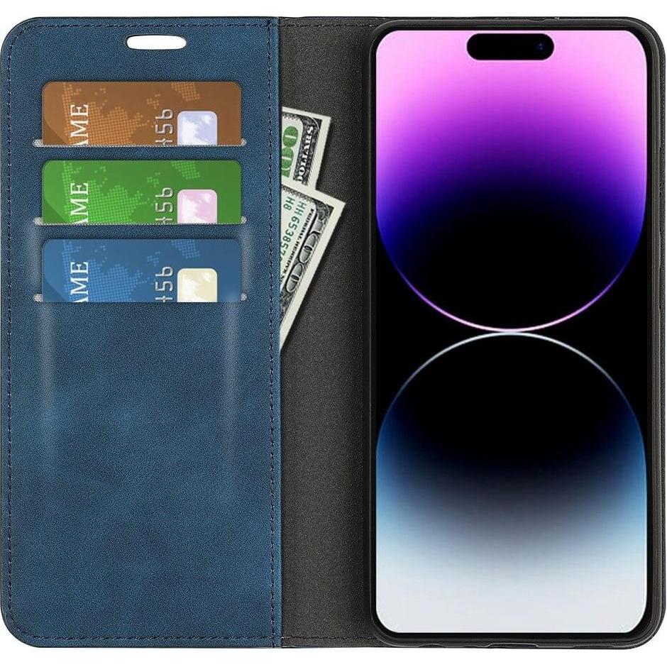 Thumbnail - Cover-Discount iPhone 15 Pro - Stand Flip Case Hülle blau (Apple iPhone 15 Pro), Smartphone Hülle, Blau