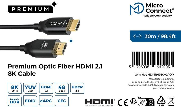 Produktbild MicroConnect HDMI (Typ A) — HDMI (Typ A) (30 m, HDMI, 2.1)