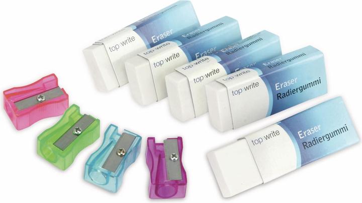 Actual product image Topwrite Sharpener & Eraser 9pcs.