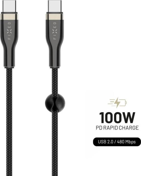 Actual product image Fixed Braided Cable USB-C/USB-C, 0,5m, 100W, black (0.50 m, 100 W)