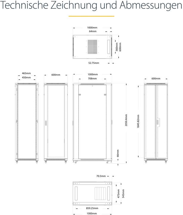 Produktbild StarTech Mount Your Server Or Networking Equipment In This 42u Server Cabinet - 42u Rack (42 HE, 19 Zoll Rack)