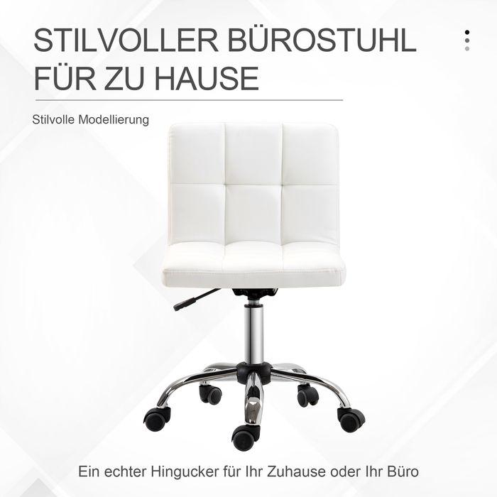 Immagine prodotto Swisshandel24 Bürostuhl, Drehstuhl, Kunstleder, Stahlstruktur, 5 Räder, gepolstert, Weiss (45 - 57 cm)