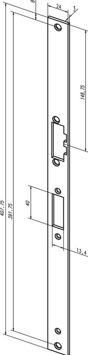 effeff Renovierungsschliessblech flach, 24 x 407,75 mm, eckig (---34A35-01) (Türschildgarnitur)