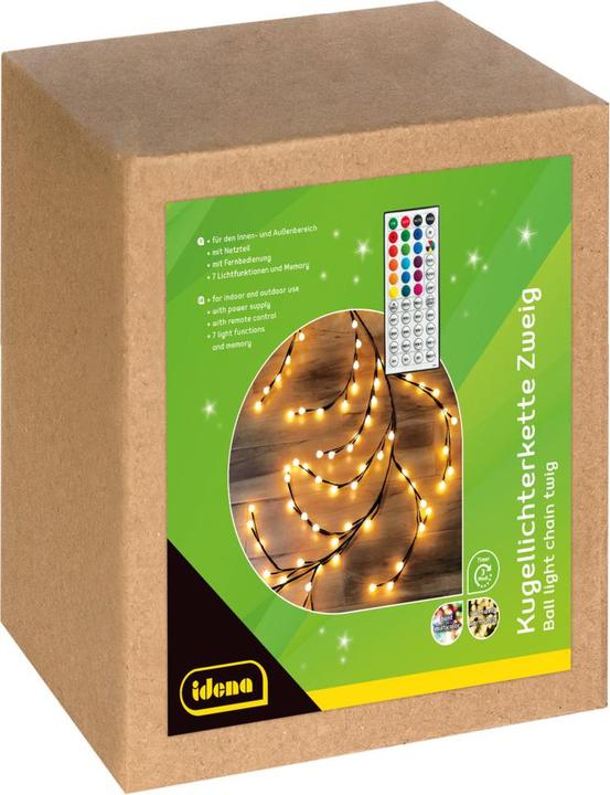 Actual product image Idena LED ball light chain brown twigs remote control memory warm white/RGB 7m 120 LED indoor/outdoor (7 m)