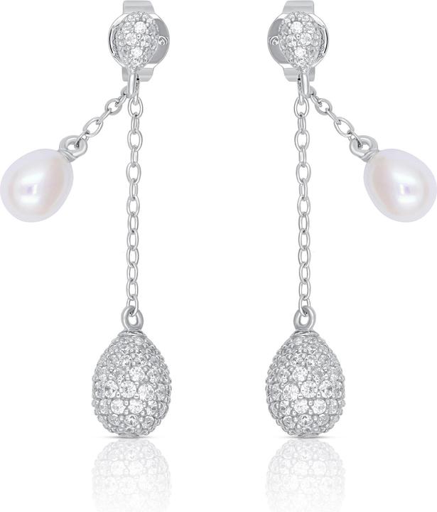 Immagine prodotto Muau Orecchini argento 925 perla d'acqua dolce 5-5.5mm zircone (Argento 925)