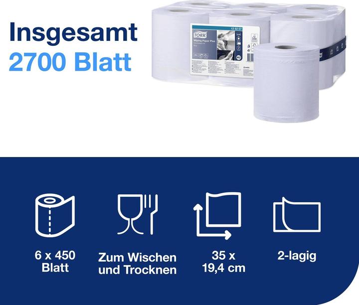 Actual product image Tork Wiping Paper Centre Roll Blue 6x157 (6 x)