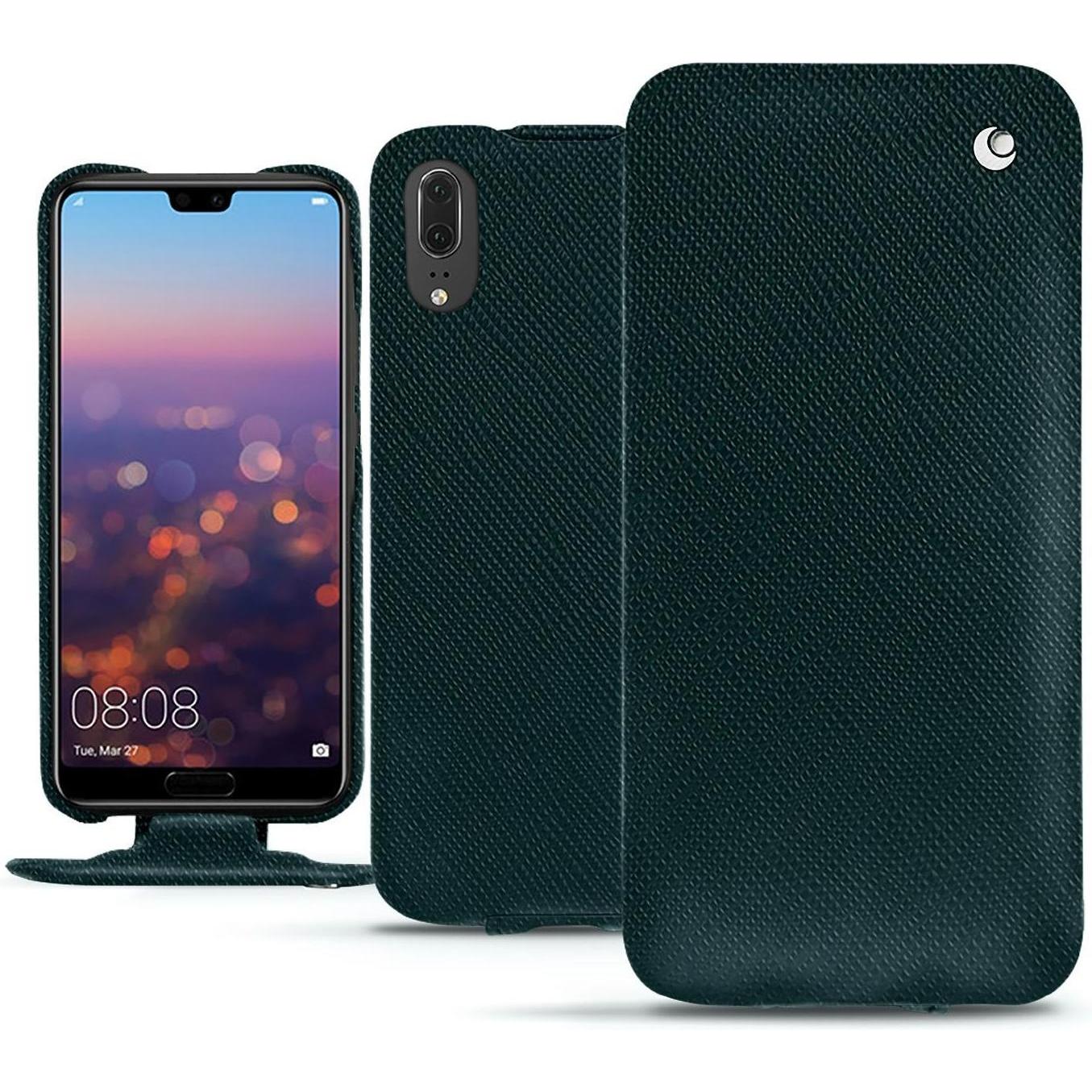 Noreve Lederschutzhülle vertikal (Huawei P20), Smartphone Hülle, Grün