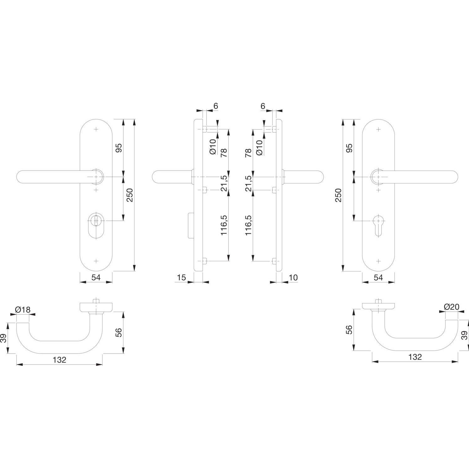 Thumbnail - Hoppe, Türgriff + Fenstergriff, Drückergarnitur PARIS - DIN 92mm, silber, PZ für TS 42-47mm, o. KZS (Türgarnitur)