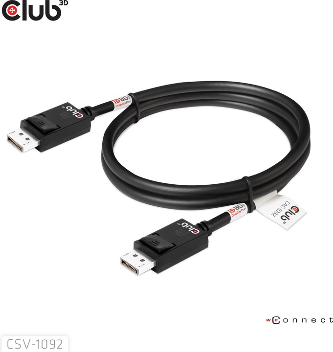 Actual product image Club 3D Club3D DisplayPort cable 2.1 DP80 1,6m 10K/8K/4K St/St retail (1.60 m, DisplayPort)