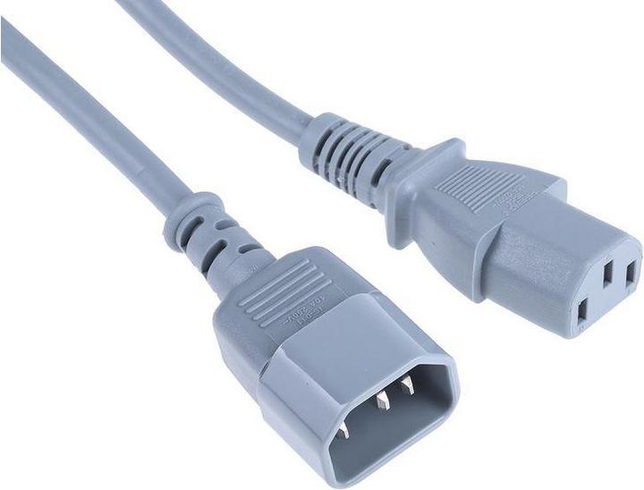 Actual product image RS PRO Mains cable, A IEC C13 / socket, B IEC C14 / plug, 2m grey (2 m)