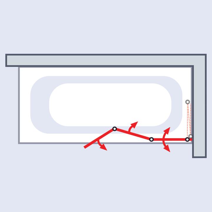 Actual product image Schulte Folding bath screen 3-piece 400/400/400 Real glass clear light alpine white (127 cm, 127 cm, 140 cm)