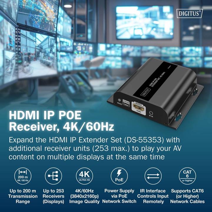 Produktbild Digitus HDMI IP POE Receiver, 4K/60Hz