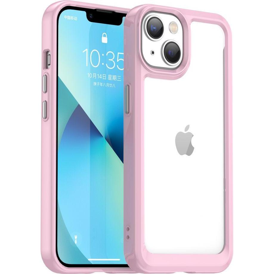 Hurtel Outer Space Case iPhone 14 Plus hard cover with a gel frame pink (Apple iPhone 14 Plus), Smartphone Hülle, Rosa