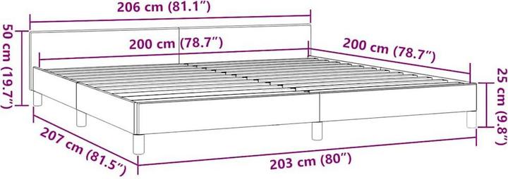 Image du produit vidaXL Bettgestell mit Kopfteil (200 x 200 cm)