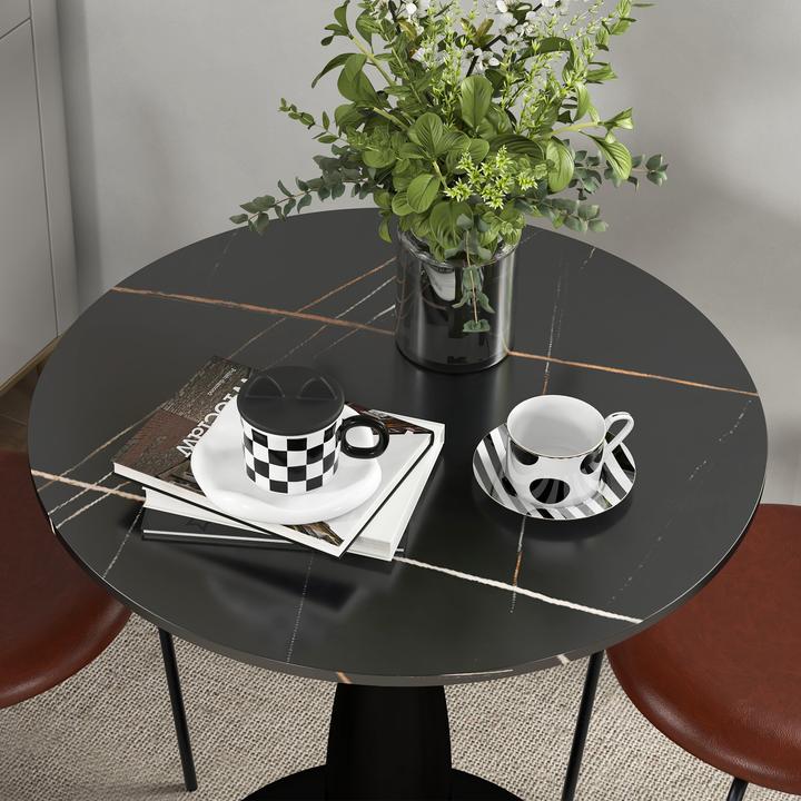 Image du produit Homcom Esstisch MDF, Stahl Schwarz (70 x 74 cm)