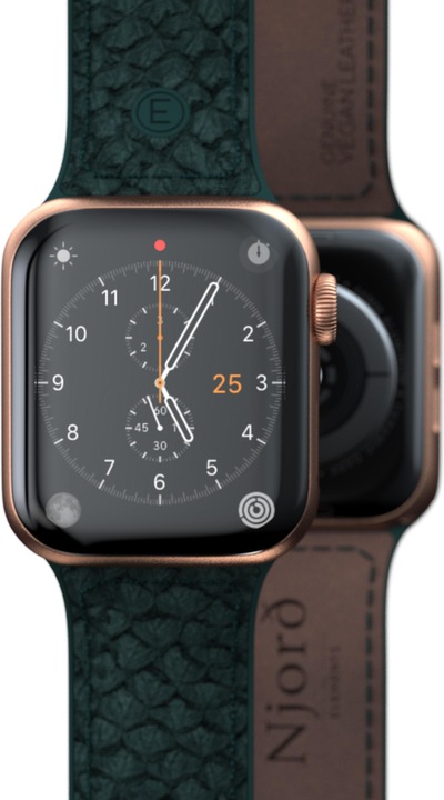 Actual product image Njord Jord Watch Strap For (44 mm, 45 mm, Vegan Leather, Salmon leather, Stainless steel fastener, Apple Watch)