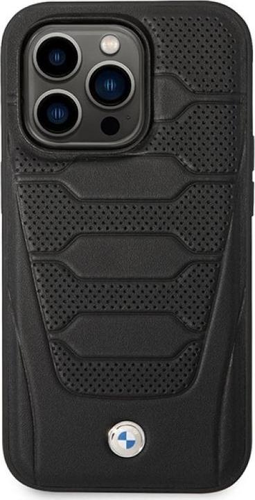 Actual product image BMW Case BMHMP14L22RPSK iPhone 14 Pro 6.1" czarny/black Leather Seats Pattern MagSafe (Apple iPhone 14 Pro)