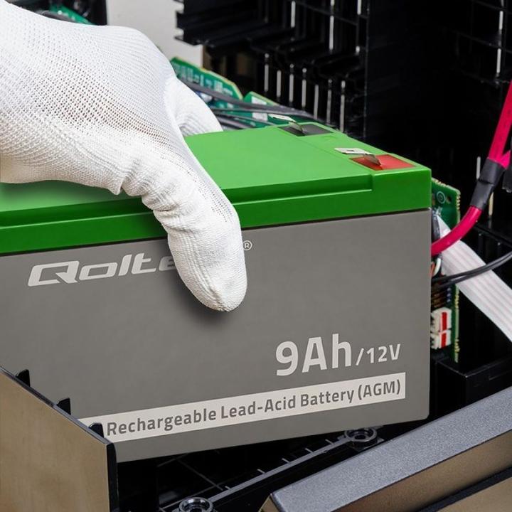 Actual product image Qoltec 53031 AGM battery| 12V| 9Ah| max 135A - Battery - 9.000 mAh (12 V, 9 Ah)