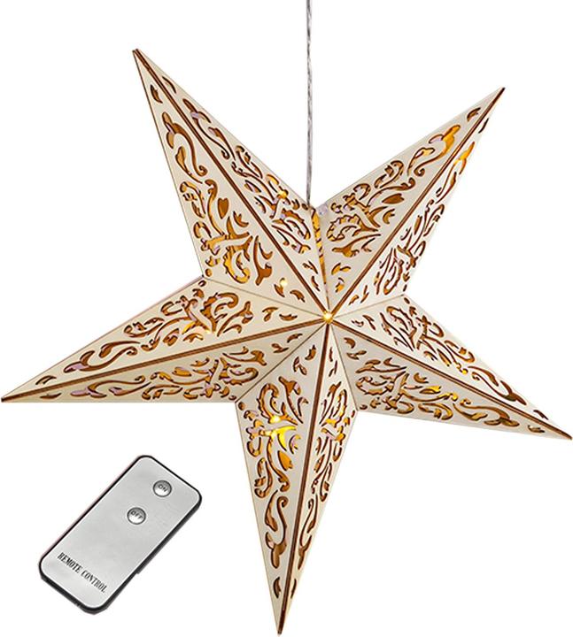 Produktbild Mojawo Weihnachtsstern Holz mit 10 warm-weissen LED mit Fernbedienung
