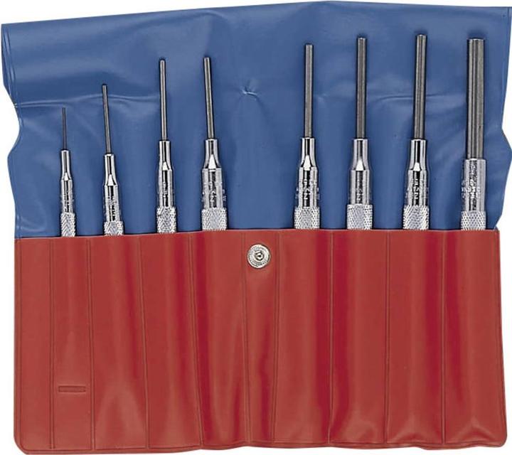 Actual product image Bahco Split pin driver set with knurled guide bush - 8-piece set in plastic bag