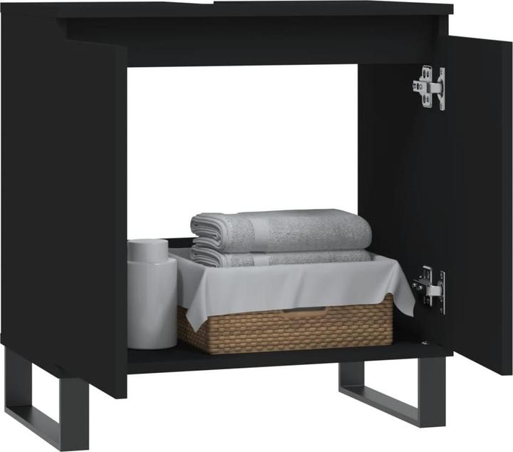 Produktbild vidaXL Badschrank Schwarz 58x33x60 cm Holzwerkstoff, Farbe (58 x 33 x 60 cm)