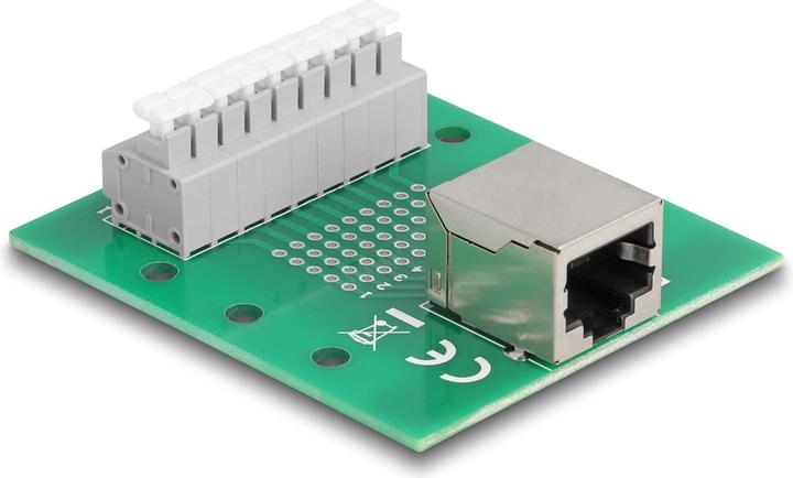 Produktbild Delock RJ45 Buchse zu Terminalblock mit Drucktaster für Hutschiene (Antennenadapter)