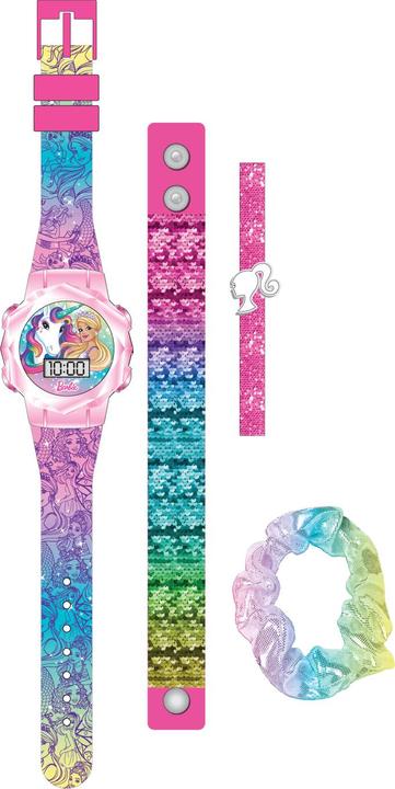 Actual product image Accutime Wristwatch Set Barbie with Accessories, Children's LCD Watch with Digital Display, Flashing LEDs (Digital watch)