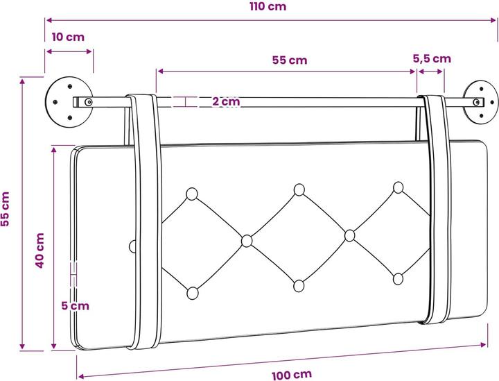 Produktbild vidaXL Kopfteil (110 x 5 x 5 cm)