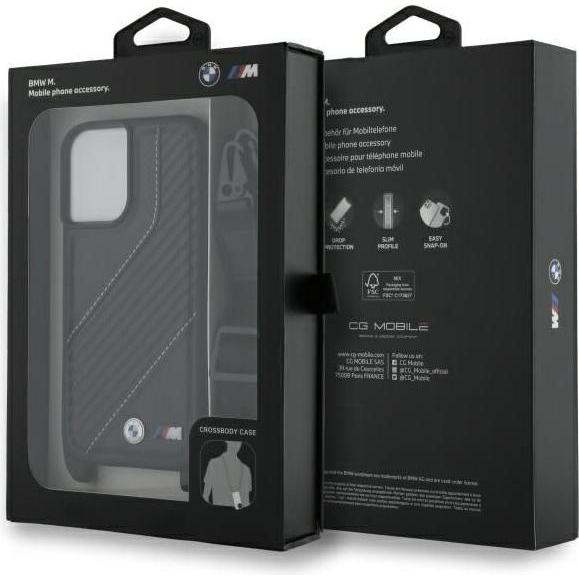 Thumbnail - BMW BMHCP16S23PSCCK iPhone 16 6.1" czarny/black hardcase M Edition Carbon Stripe & Strap (Apple iPhone 16), Smartphone H...
