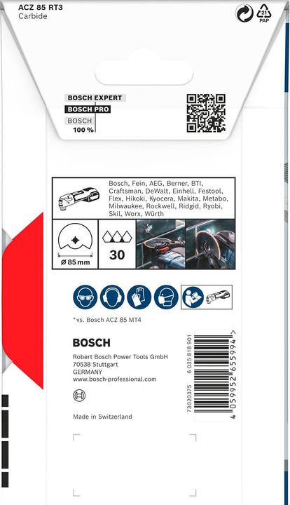Productafbeelding Bosch Professional Zubehör PRO ACZ 85 RT3 mes voor multifunctioneel gereedschap, 85 x 2,5 mm