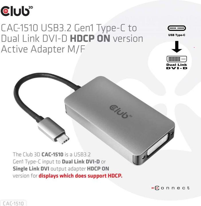 Actual product image Club 3D USB Typ-C zu (DVI, 24.50 cm)