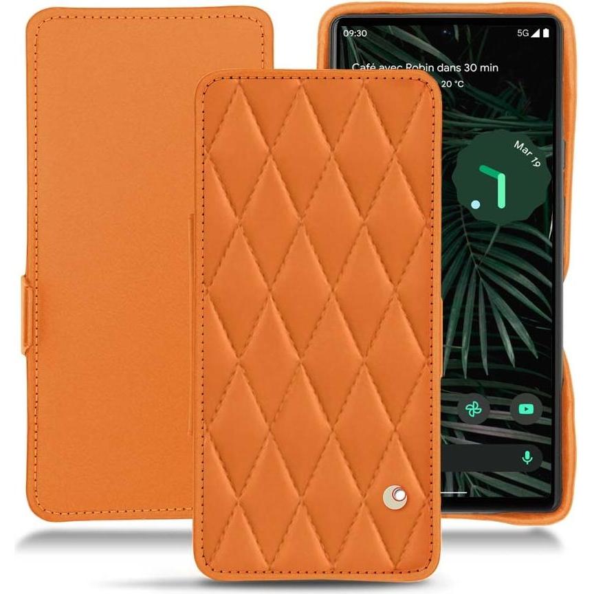 Thumbnail - Noreve Lederschutzhülle horizontal (Google Pixel 6 Pro), Smartphone Hülle, Orange