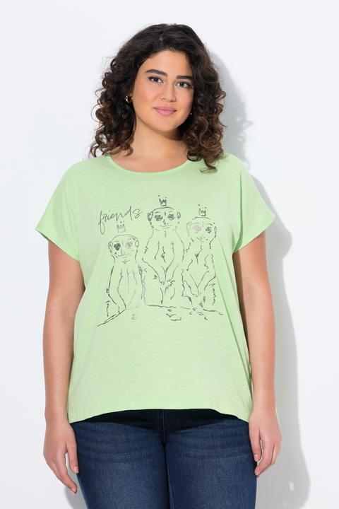 Immagine prodotto Ulla Popken T-shirt dal taglio oversize con design metallico con animale, scollo a girocollo e mezze maniche (62)