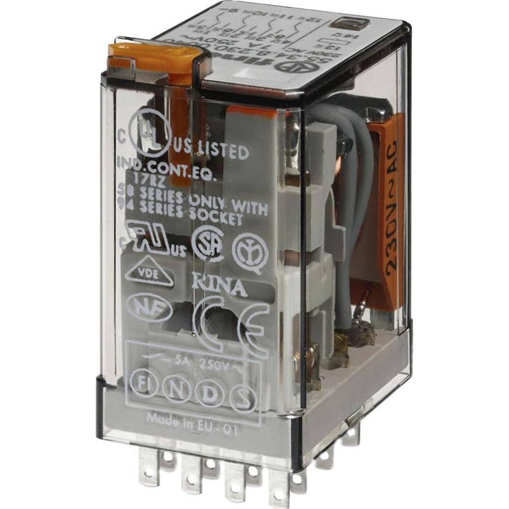 Finder 55.34.8.024.0030 Steckrelais 24 V/AC 7 A 4 Wechsler 10 St., Relais