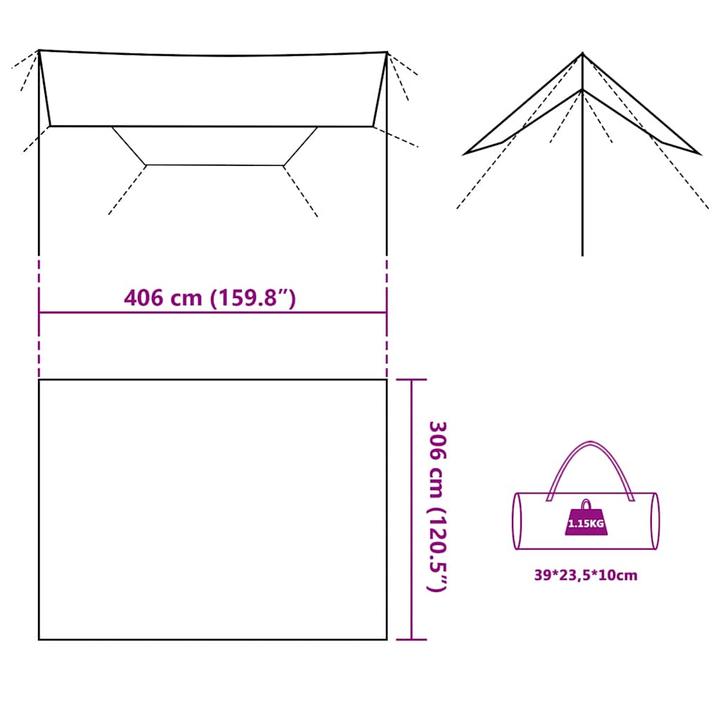 Image du produit vidaXL Campingplane (Tarp abri de camping, 1.15 kg)