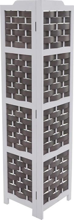 Image du produit Mendler Etagère d'angle HWC-K85, pliable 4 étagères, bois 110cm - blanc, tressage anthracite (110 x 28 x 28 cm)