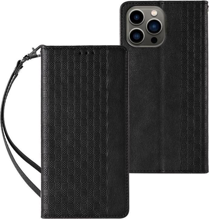 Immagine prodotto Hurtel Custodia con cinturino a calamita per iPhone 12 Pro Max Portafoglio + Mini cordino Ciondolo Nero (Apple iPhone 12 Pro Max)