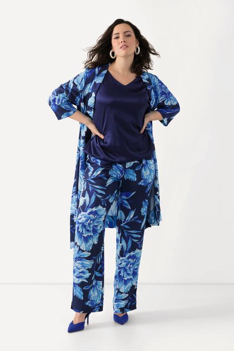 Actual product image Ulla Popken Floral Satin Elastic Waist Pants (46)