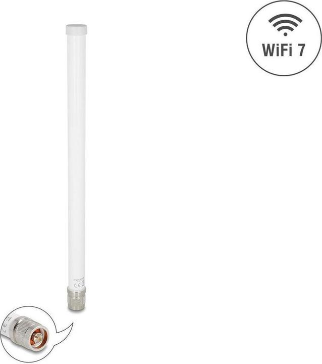Actual product image Delock WiFi 7 Antenne N Stecker 4,5 - 6,6 dBi 32 cm omnidirektional starr outdoor weiÃŸ (Wi-Fi)