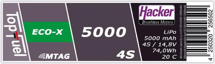 Immagine prodotto Hacker Pacchetto LiPo TF ECO-X 5000mAh 4S MTAG (14.80 V, 5000 mAh)