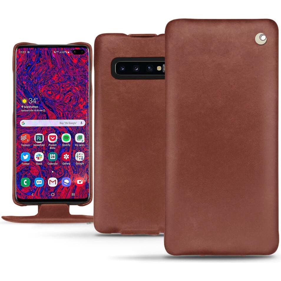 Noreve Lederschutzhülle vertikal (Samsung Galaxy S10+), Smartphone Hülle, Rot