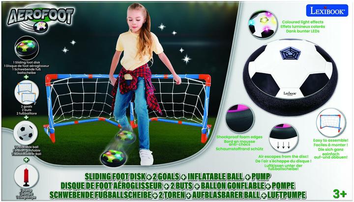 Immagine prodotto Lexibook AeroFoot - Disco da calcio in schiuma Hovercraft illuminato con 2 porte (Multilingue)