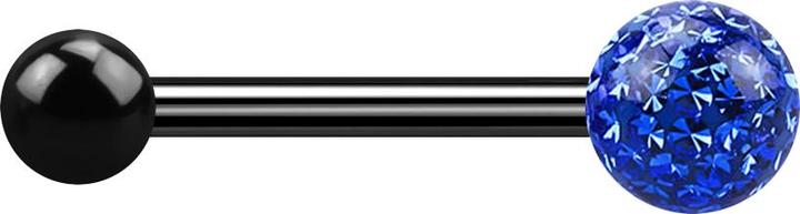 Actual product image Star Piercing Barbell black with ball and crystal ball dark blue epoxy protective layer (Titanium, without brass)