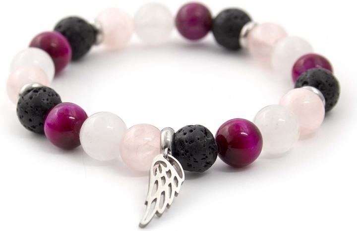 Immagine prodotto Beneto Bracciale di perline in giadeite, occhio di tigre e pietra lavica MINK21 / 17