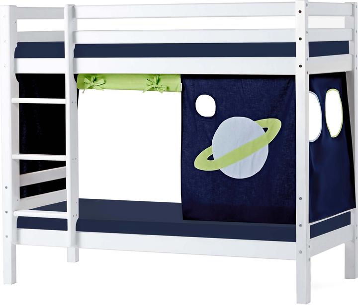 Produktbild Hoppekids BUNDLE BASIC Etagenbett (nicht teilbar) 70x160cm mit Weltraum Vorhang und Kaltschaum-Matra (70 x 160 cm)