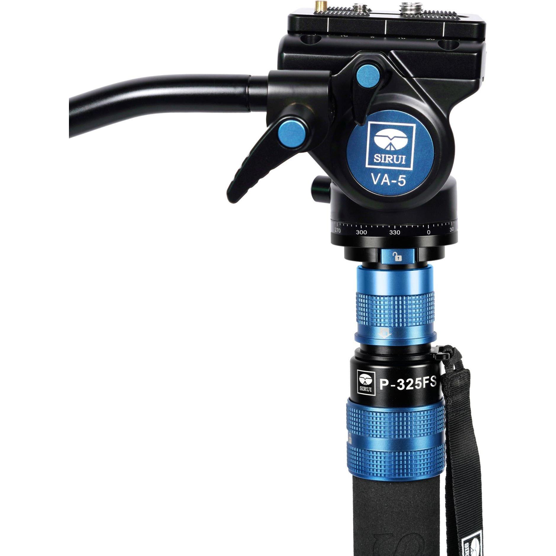 Thumbnail - Sirui P-325FS Carbon Einbeinstativ 148cm mit VA-5 Videoneiger (Neuheit) (Metall, Carbon), Stativ, Schwarz