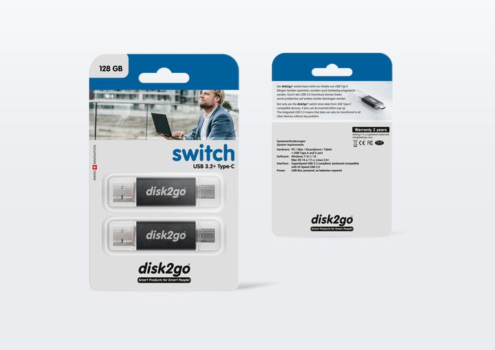 Image du produit Disk2go Switch, lot de 2 (128 Go, USB-A, USB-C)