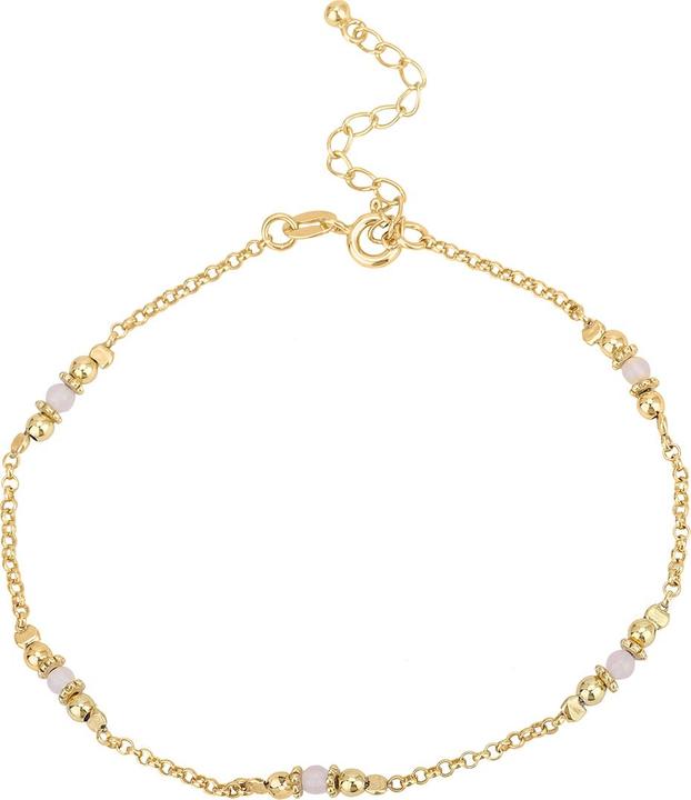 Immagine prodotto Leyda Bracciale di quarzo rosa (Argento 925, placcato oro 750 / 18, 26 cm)