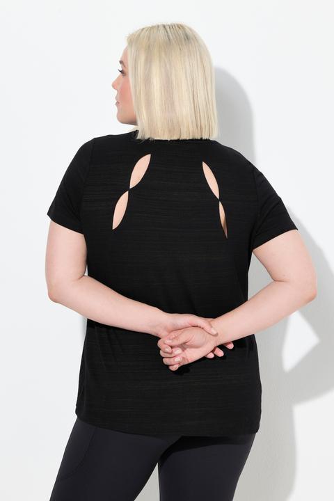 Actual product image Ulla Popken Funktions-Shirt, Cut-Outs, V-Ausschnitt, Halbarm, recycelt (50, 52)